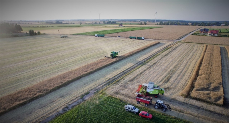 Widok na Claas i JD w rzepaku