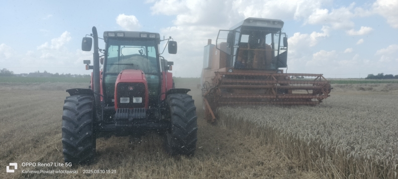 Bizon super z056 i Massey Ferguson 6280 i przyczepą